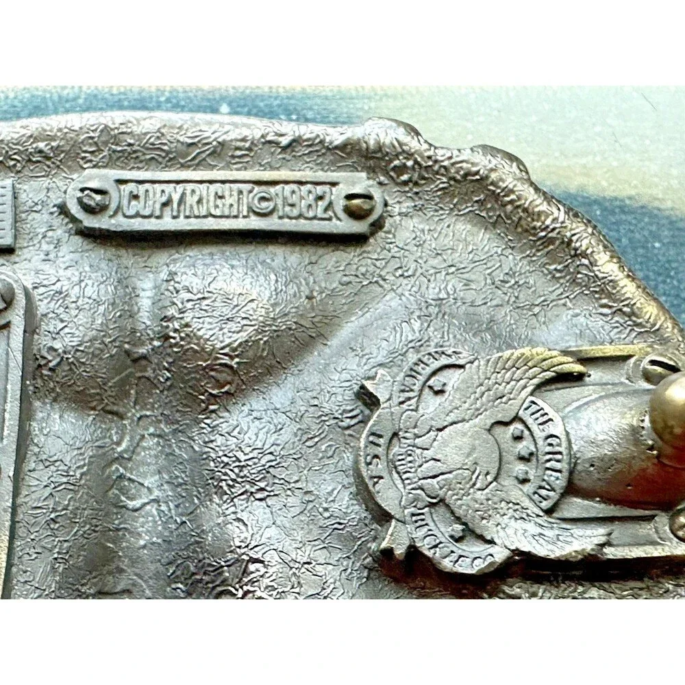 1982 Mechanic Spark Plug Metal Belt Buckle Great American Buckle Co Enamel USA
